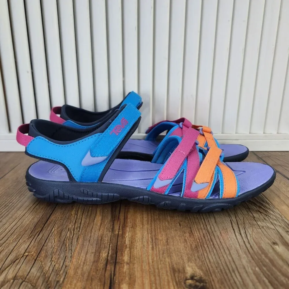 Teva Tirra Big Kids Sz 6 Sandals Blue Rose Multi Colorful Hiking Beach 1019395Y